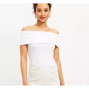 NEW Loft Off Shoulder White Ribbed Top Size Large